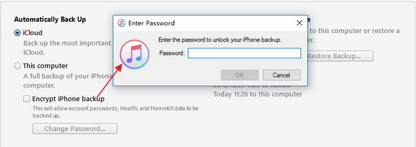 cannot remember password to unlock iphone backup
